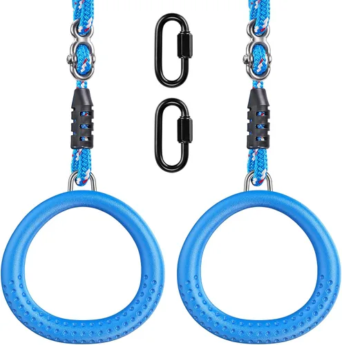 Vista 11 de Dolibest 2 Pack of Ninja Gymnastic Rings,Monkey Ring Outdoor Backyard Ninja Accessories Set,Swing Bar Rings Obstacle Course for Training Equipment