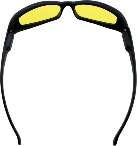 Vista 4 de Global Vision Nuevo Gafas Attitude Eye wear, con montura negra mate y lentes amarillas. Muy elegante, el amarillo hace que