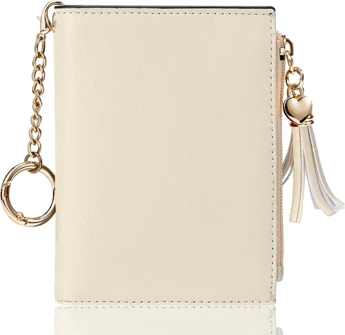Vista 21 de Gostwo Billeteras pequeñas para mujer, elegante cartera para mujer con ventana de identificación, bolsillo con cremallera para monedas y borla.