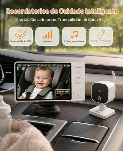Vista 7 de Cámara inalámbrica para coche de bebé para asiento trasero 5 Blanco a