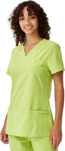 Vista 31 de floralhue Uniformes médicos para mujeres, blusas de uniforme médico suaves con cuello en V, uniforme médico elástico con 4 bolsillos, transpirable