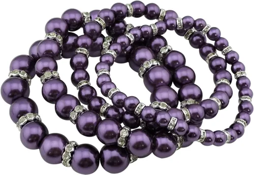 Vista 8 de Coiris 4 unids/set imitación perlas pulseras cristal mujeres multi capa (BR1113)
