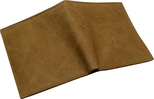 Vista 6 de MARSHAL RFID Bloqueo 2 ID Bifold Hipster Tarjeta de Crédito Billetera Genuina Cuero de Vaca, Beige Bronceado, Bifold