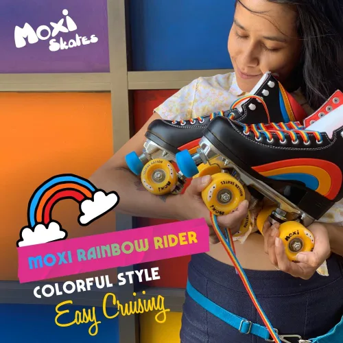 Vista 2 de Moxi Rainbow Rider - Patines de ruedas para mujer, hermosos, duraderos, de apoyo con forro acolchado, una placa resistente y ruedas suaves