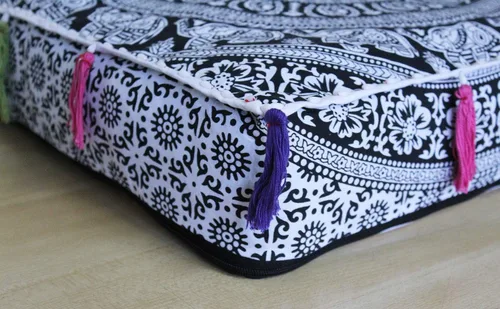Vista 3 de ICC - Funda de cojín cuadrada grande de algodón con diseño de mandala, funda de almohada hippie, funda de almohada para el suelo con cremallera