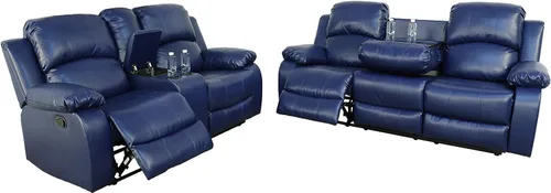 Vista 37 de Juego de muebles de cuero sintético para sala de estar, juego de sofá reclinable, sofá de dos plazas, juegos de muebles para sala de estar, sofá