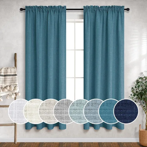 Vista 85 de Mrs.Naturall - Cortinas transparentes con bolsillo para barra de 36x63 pulgadas de lino mezclado negro