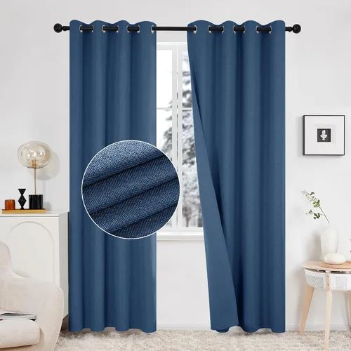 Vista 24 de Deconovo - Cortinas opacas 100% ligeras de lino sintético para dormitorio, cortinas térmicas aisladas para reducir el ruido para comedor, sala