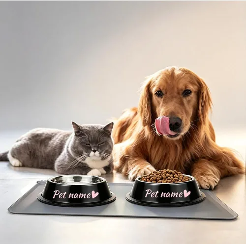 Vista 4 de Cuenco personalizado para perros y gatos con nombre, base antideslizante