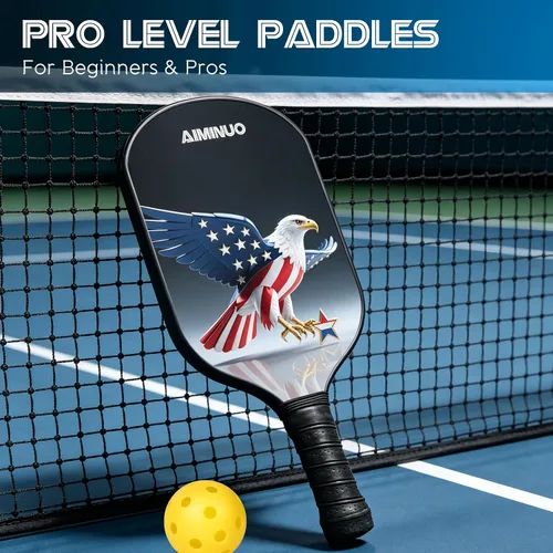 Vista 5 de Palas de pickleball de fibra de vidrio, juego de paletas de pickleball ligeras de 0.63 pulgadas para hombres, mujeres, niños, interiores y exteriores
