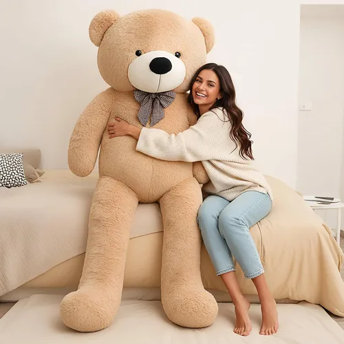 Vista 7 de Meooeck - Oso de peluche grande y grande, bonito regalo de felpa para novia, esposa, amante, aniversario de cumpleaños (lazo, 4 pies, morado)