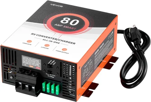 Vista 14 de VEVOR Convertidor de energía para RV, 35 Amp, Convertidor de 110V AC a 12V DC para RV, cargador de batería, carga inteligente de 4 etapas, rango