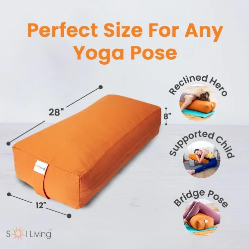 Vista 78 de Sol Living Almohada de yoga rectangular para meditación, accesorios de meditación de algodón, almohada de meditación restaurativa de yoga, almohada