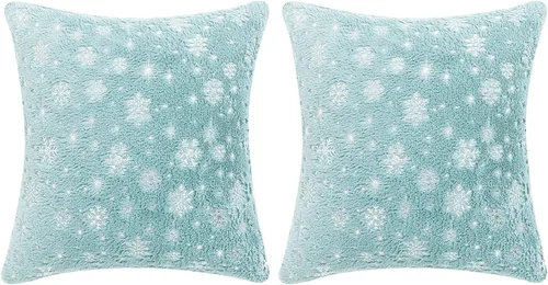 Vista 11 de MOJUN Fundas de almohada de Navidad, paquete de 2 fundas de almohada decorativas suaves y bonitas con fundas de almohada impresas con purpurina