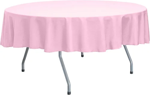 Vista 31 de Ultimate Textile Mantel redondo reversible Shantung Satin Majestic de 84 pulgadas, color rosa hielo