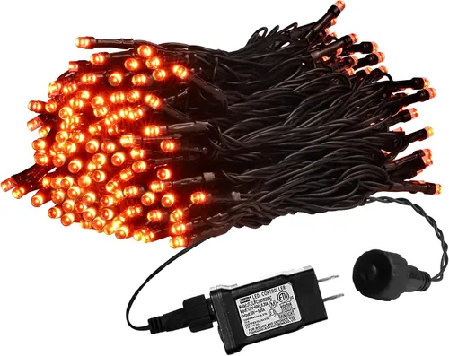 Vista 25 de weillsnow Luces de Halloween Moradas y Naranjas, 200 LED 66 Pies con Enchufe Luces de Cadena de Halloween Impermeables, 8 Modos con Memoria