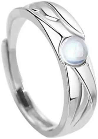 Vista 5 de Corona de princesa y caballero para parejas, anillo de promesa con piedra lunar para mujeres, hombres, ella, él, mejor amigo, juego de 2 anillos