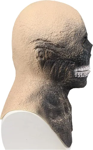 Vista 3 de Máscara de calavera aterradora de cabeza completa, máscara de esqueleto espeluznante realista de zombi, máscara facial de zombi para Halloween
