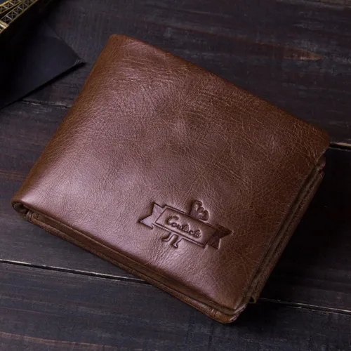Vista 7 de Contacts - Monedero de bolsillo con cremallera de cuero genuino para hombre, color marrón oscuro