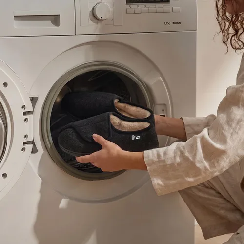 Vista 9 de LongBay Pantuflas ajustables para mujeres, de espuma viscoelástica, cómodas, anchas, zapatos de casa para diabéticos, Edema, ortopédicos