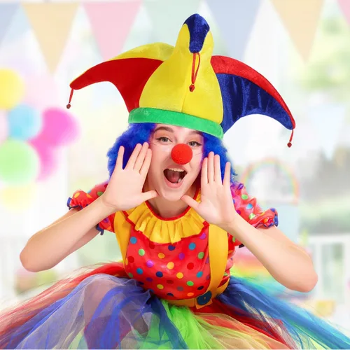 Vista 8 de Didiseaon 2 sombreros de bufón con campanas, divertido accesorio de disfraz de bufón para Halloween, Mardi Gras, carnaval, festival de México