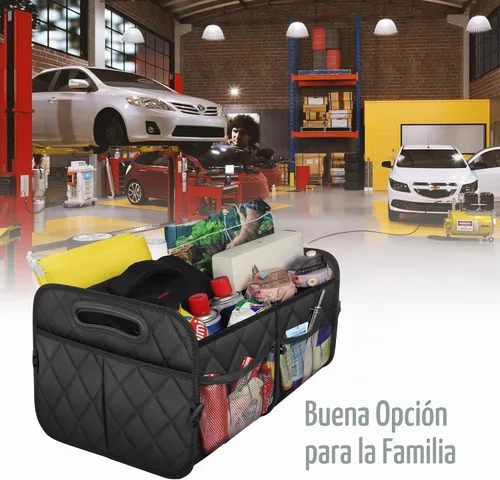 Vista 7 de Deosk Minimalist Black Car Trunk Organizer, 50L, 6 Pockets, Foldable & Waterproof Negro