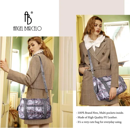 Vista 187 de Angel Barcelo - Bolsa de hombro amplia para mujer, diseño Hobo, cuero lavado