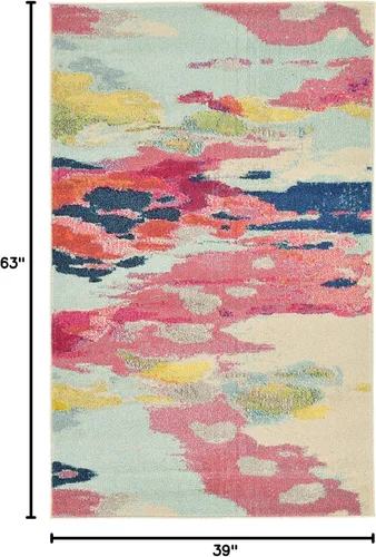 Vista 2 de Tapete abstracto Unique Loom, colección Estrella, moderno, multiárea, Polipropileno, Rosado