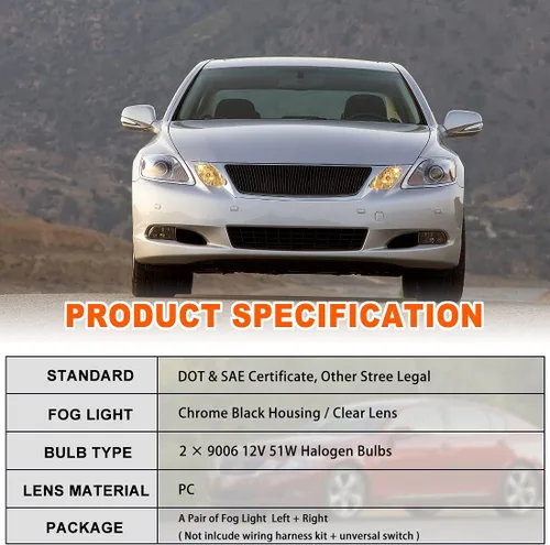 Vista 7 de Nixon Offroad Luces antiniebla para Lexus GS300 GS350 GS430 GS450h GS460 2006-2011 Juego de faros antiniebla de conducción de repuesto 1 par