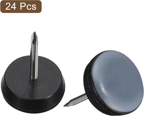 Vista 3 de uxcell Protectores de suelo para patas de silla, 24 piezas de 5/8 pulgadas – Deslizadores redondos de PTFE para muebles, almohadillas para muebles