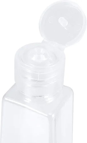Vista 3 de JAPCHET 100 botellas de viaje de plástico transparente de 1 onza con tapa abatible, botellas recargables de tamaño de viaje, pequeños recipientes