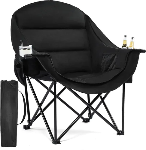 Vista 36 de Silla de camping de gran tamaño con calefacción, resistente, acolchada Negro (Allblack)