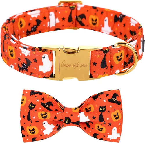 Vista 20 de Unique style paws - Collar de otoño para perros con lazo, collar para cachorros, regalo para mascotas, collar ajustable para perro, collares