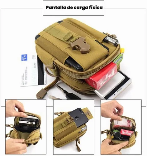 Vista 4 de Bolsa táctica para teléfono, bolsa para teléfono celular, bolsa multiusos para cinturón EDC, bolso de cinturón con soporte para funda para teléfono