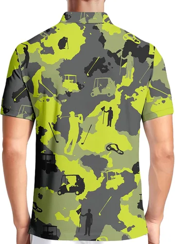 Vista 2 de HIVICHI Golf Shirts for Men Funny Hawaiian Crazy Print Mens Polo Shirt