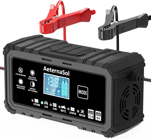 Vista 15 de Cargador de batería de coche inteligente 12A, cargador de mantenimiento de 12V 12A