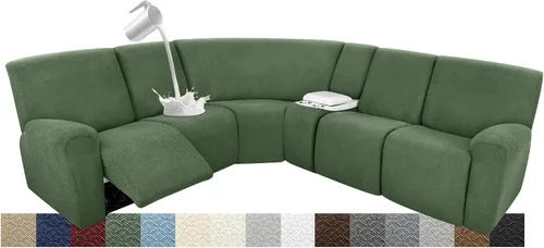 Vista 45 de Fundas para sofá modular reclinable, impermeable, en forma de L, lavable, para sofá reclinable en forma de L, súper elásticas, suaves, para esquinas