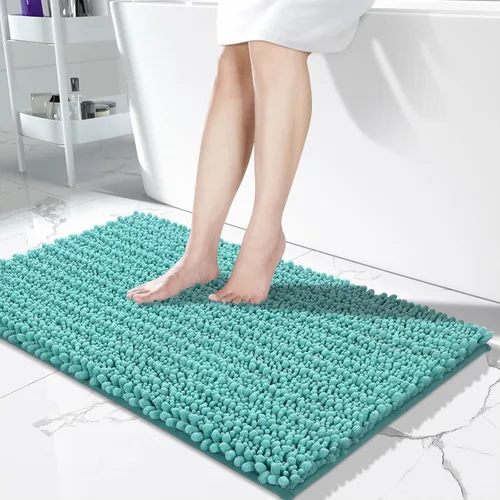 Vista 16 de Yimobra Alfombras de Baño Antideslizantes Lavables - Alfombra de Baño de Chenilla Ultra Suave Absorbente, Alfombra Peluda de Secado Rápido para Negro