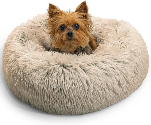 Vista 49 de Best Friends by Sheri - The Original Calming Donut - Cama calmante en forma de dona para perros y gatos - Pelo largo, azul bebé, M, 30 x 30 pulgadas