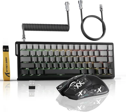 Vista 10 de ATTACK SHARK X11 y X68 PRO HE Combo inalámbrico para juegos, efecto Hall de disparo rápido, interruptor magnético 8K, teclado ultraligero con sensor