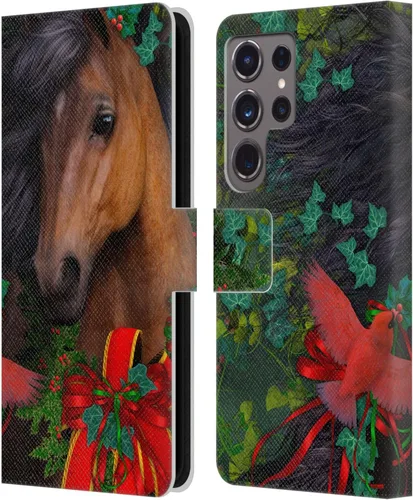 Vista 154 de Head Case Designs Officially Licensed Laurie Prindle A Morgan Christmas Western Stallion Leather Wallet Case Compatible with Samsung Galaxy A07 4G