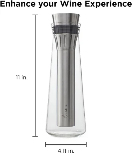 Vista 2 de Rabbit Jarra enfriadora de vino de vidrio enfría y airea vino 25.4 fl oz de capacidad
