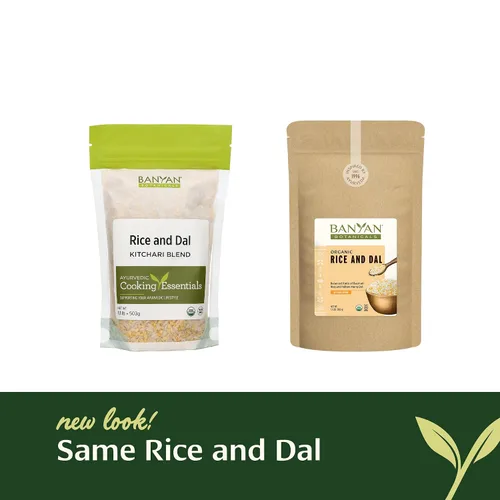 Vista 4 de Banyan Botanicals Rice and Dal - Arroz orgánico mung dal amarillo premezclado y arroz basmati orgánico para Kitchari - Alimento fácil para limpiar