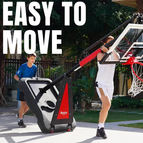 Vista 7 de ACCU LEVEL Arro de baloncesto con manivela para exteriores, 7.5-10 pies, ajustable, portátil, portería de baloncesto para jóvenes y adultos, 54
