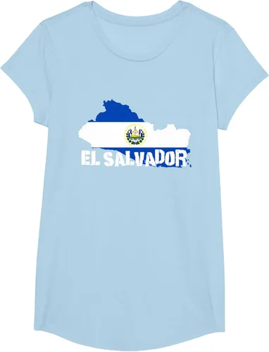 Vista 18 de Camiseta con la bandera de El Salvador, mapa de El Salvador, camiseta de Salvador para mujer, Negro