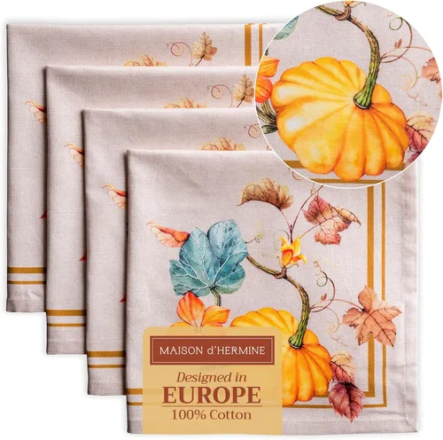 Vista 169 de Maison d' Hermine Juego de 4 servilletas de tela 100% algodón, suaves y duraderas, servilletas cuadradas reutilizables para uso diario, lavables