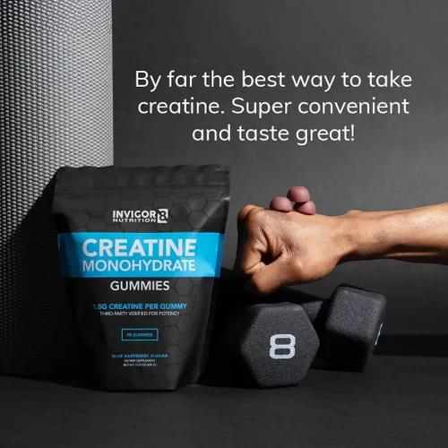 Vista 6 de INVIGOR8 Gomitas de creatina, monohidrato de creatina sin OMG para hombres y la mejor creatina para mujeres, 0.16 oz de creatina por porción, 90