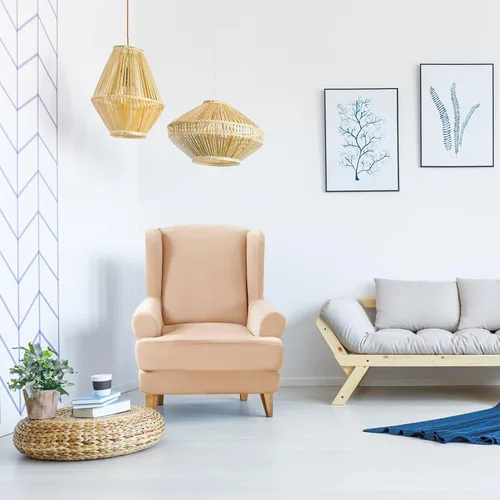 Vista 6 de MIFXIN Wingback - Funda para silla, de terciopelo de 2 piezas, elásticas, con funda de cojín, suave, lavable, protector de muebles para sala