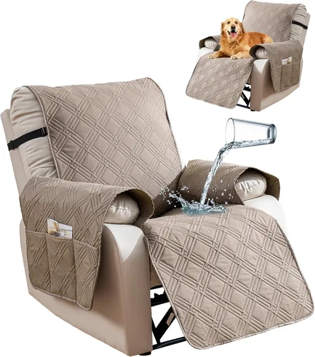 Vista 14 de Funda impermeable para silla reclinable, fundas para silla reclinable de gran tamaño reversibles con bolsillo, fundas para silla reclinable