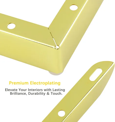 Vista 4 de Geesatis 4 patas doradas para muebles de diseño minimalista, patas de metal para muebles de 4.3 pulgadas de longitud para gabinete, sofá, mesa